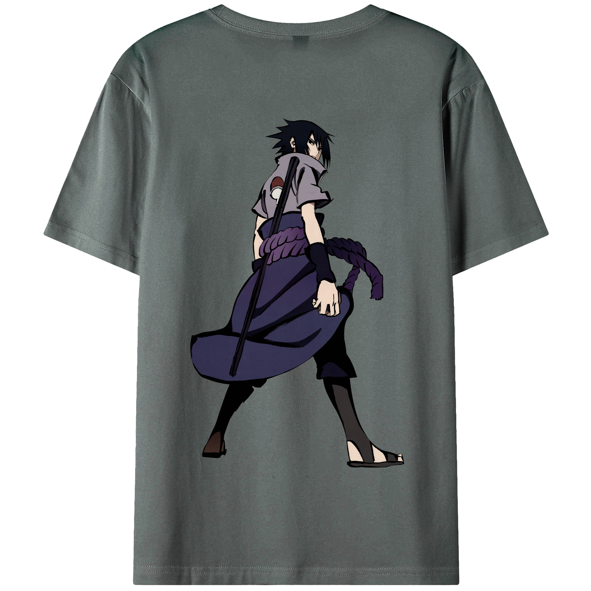 （画像用） NARUTO -ナルト- うちは サスケ Uchiha Sasuke 綿100％半袖Tシャツ（背面プリント）